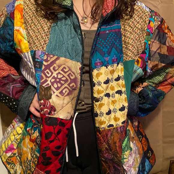 220 Hickory Jackets & Blazers - 100% Silk Patchwork Quilted Jacket